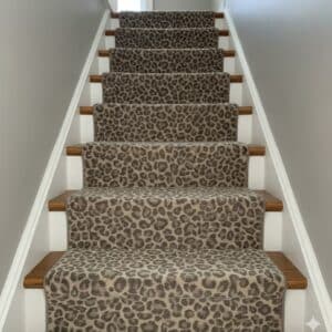 Animal Deluxe Carpet Leopard Greige Stairs