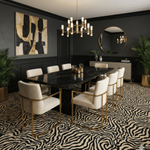 Animal Deluxe Carpet Zebra Light Dining Room