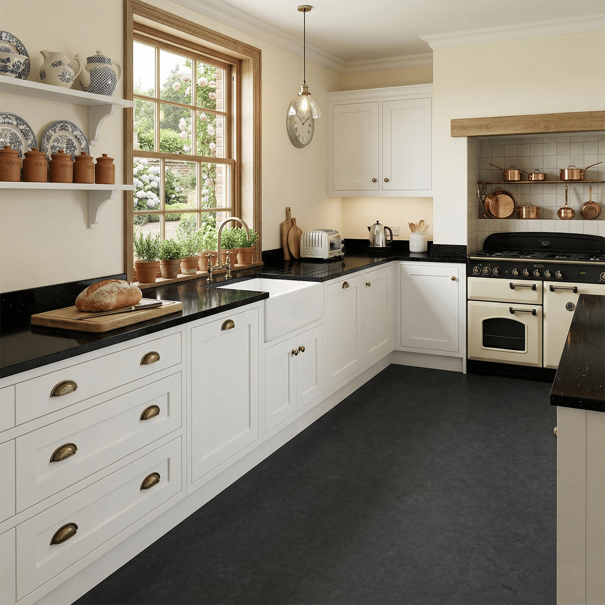 Dasos Sheet Vinyl Jet Black Kitchen