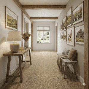 Sisal Easy Clean Chalk Carpet Hallway