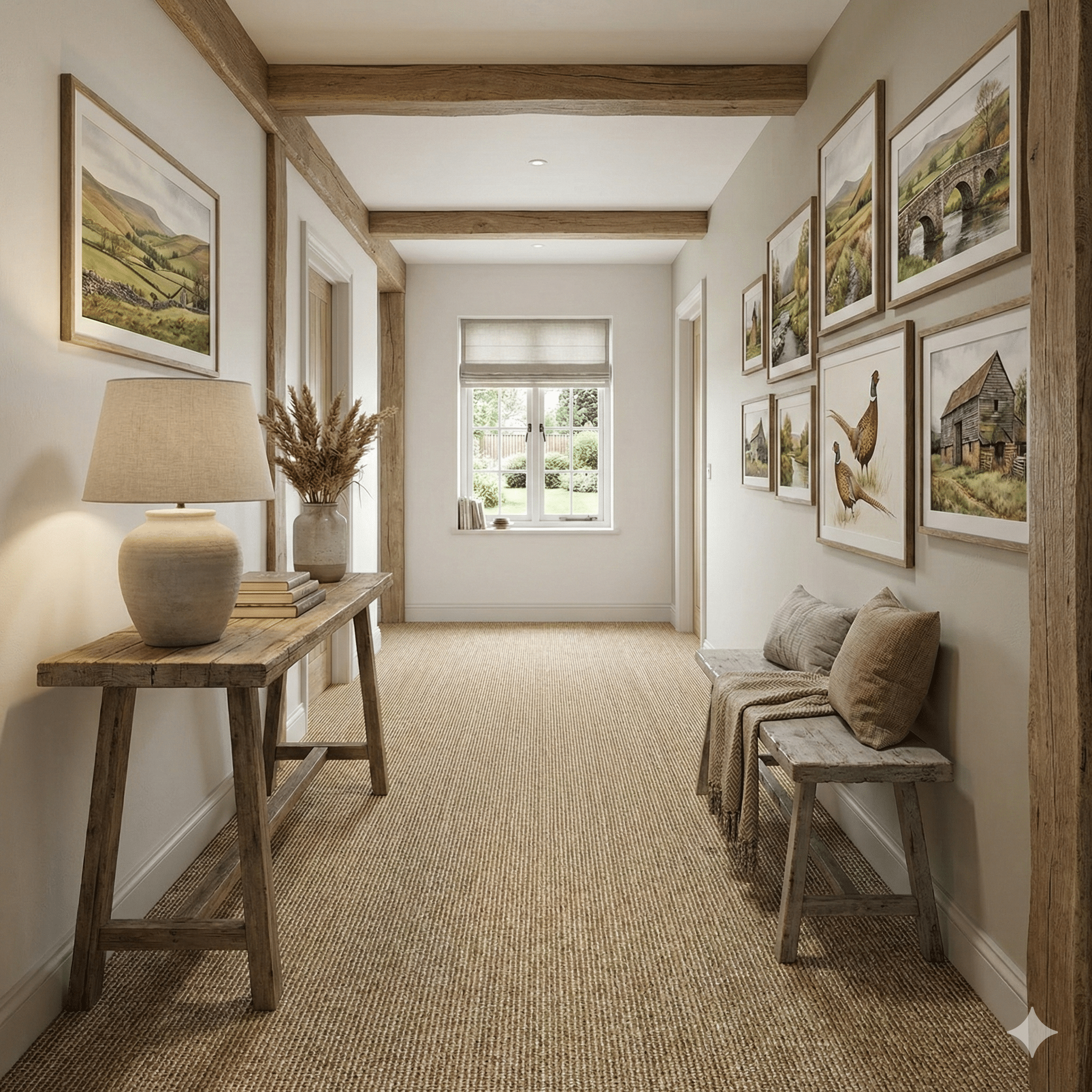Sisal Easy Clean Chalk Carpet Hallway