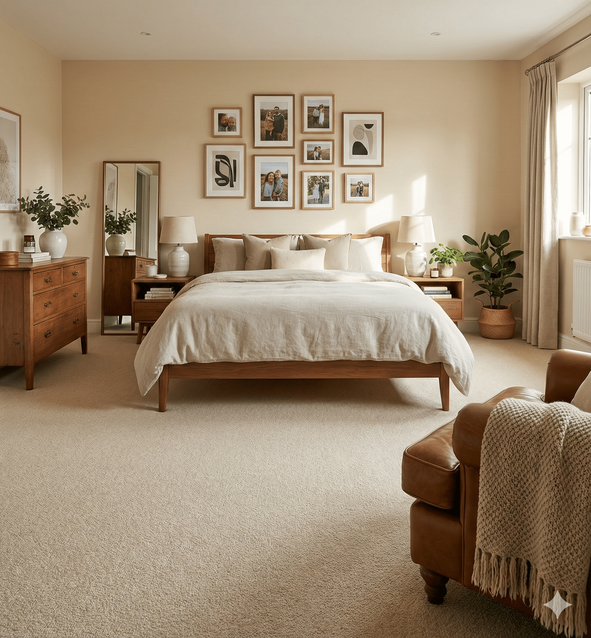 Abundance Driftwood Carpet in a bedroom