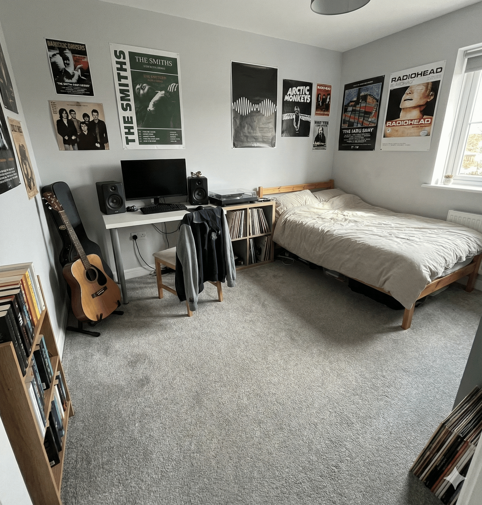 Abundance Flint Carpet in a bedroom