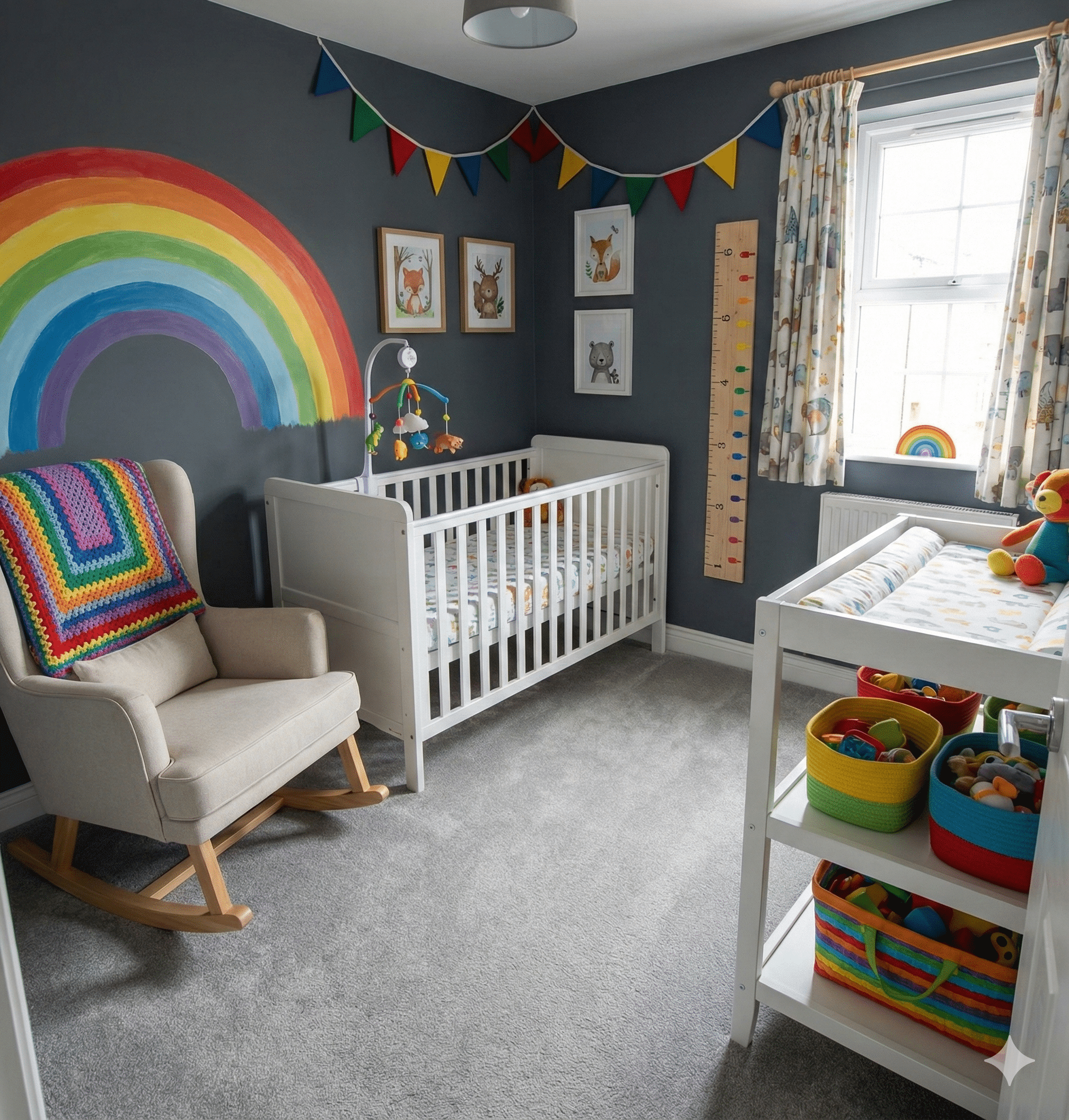 Abundance Mist Carpet in a bedroom