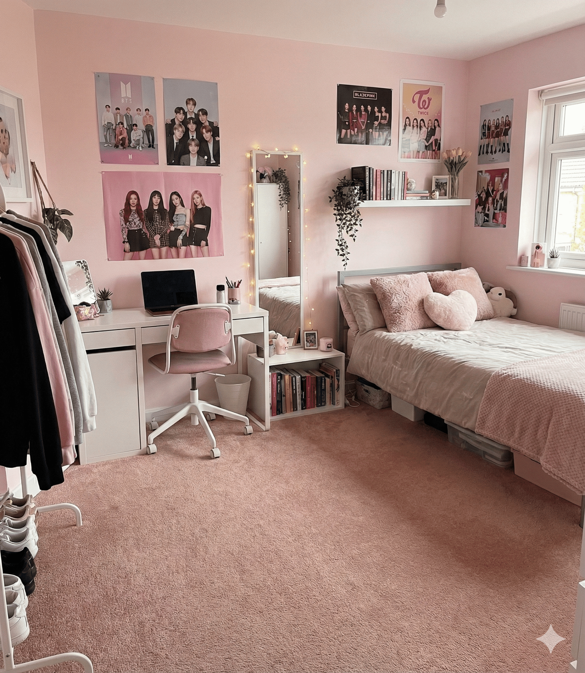 Abundance Carpet – Pink in a bedroom