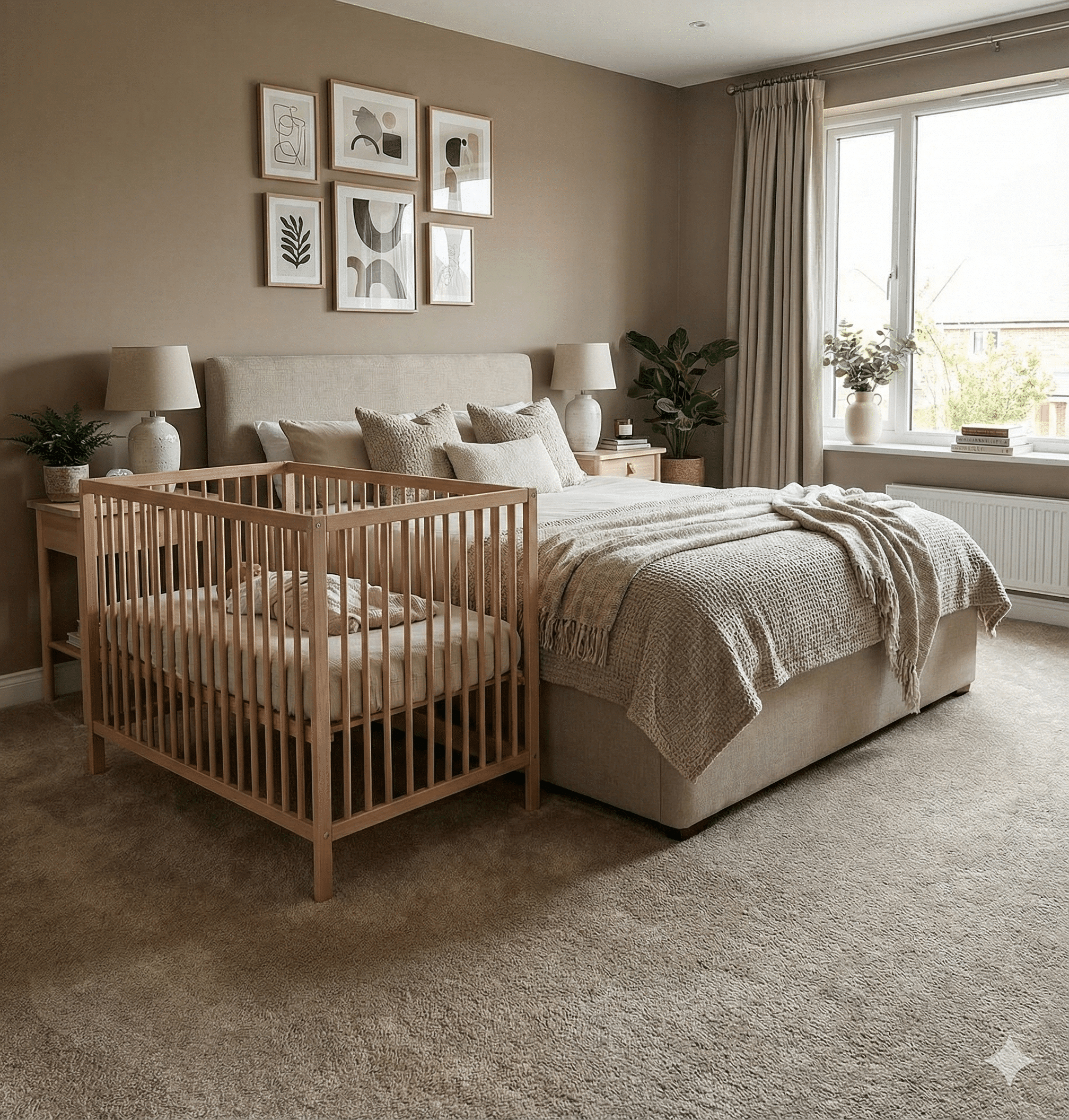 Abundance Straw Carpet in a bedroom