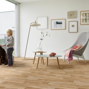 Ajax Sheet Vinyl Clean Pine Living Room
