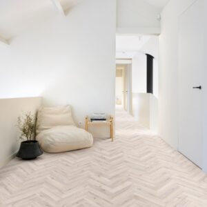 Ajax Sheet Vinyl Grey Herringbone Room