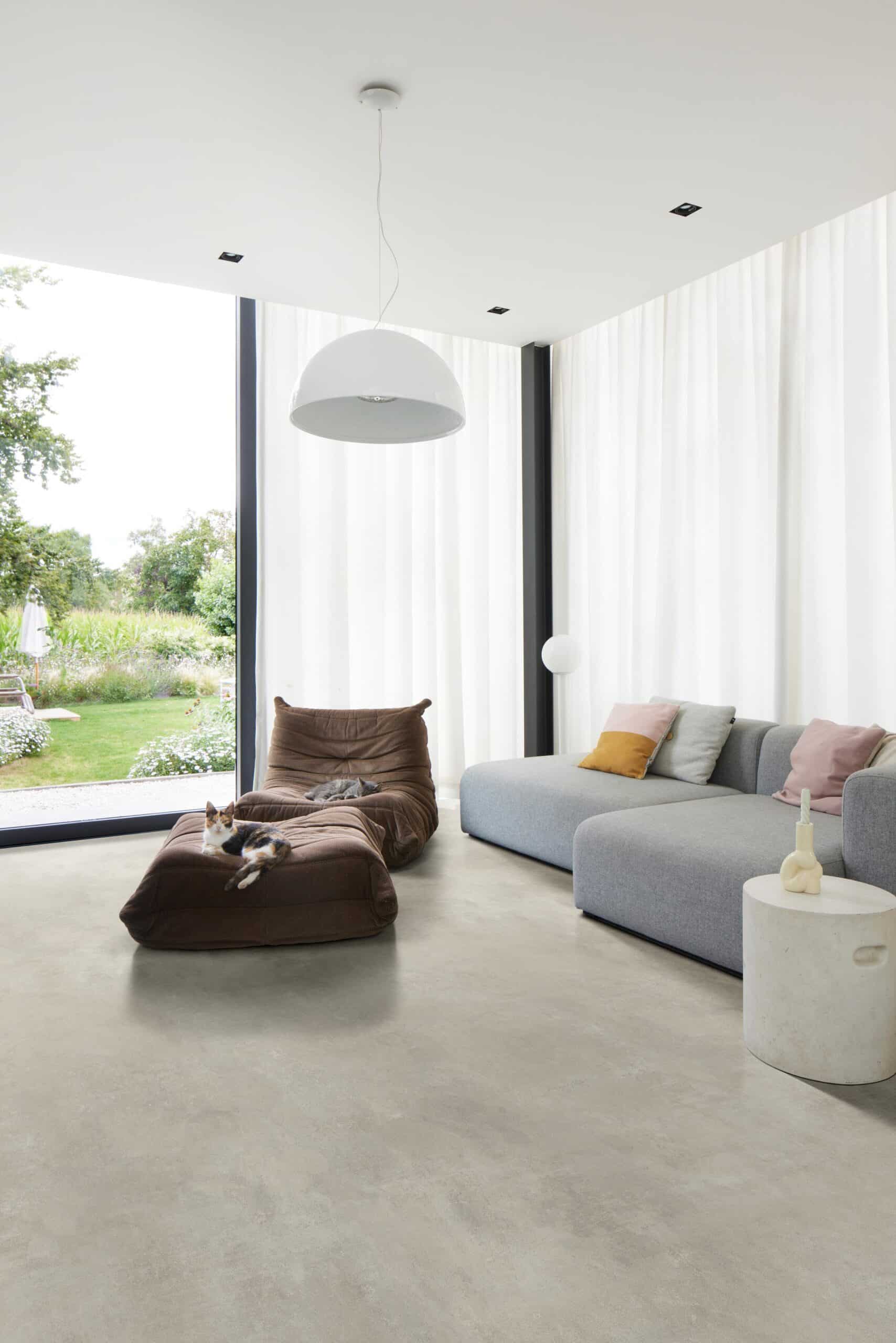 Ajax Sheet Vinyl Grey Marble Living Room