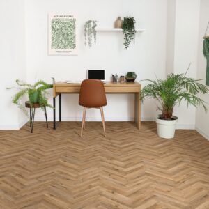Ajax Sheet Vinyl Oak Herringbone Room