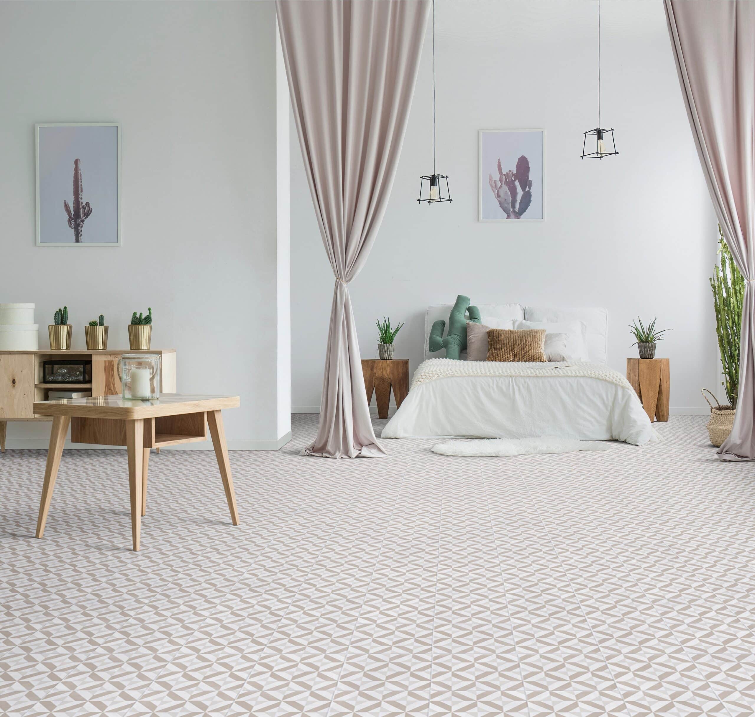 Ajax Sheet Vinyl Victorian Beige Bedroom