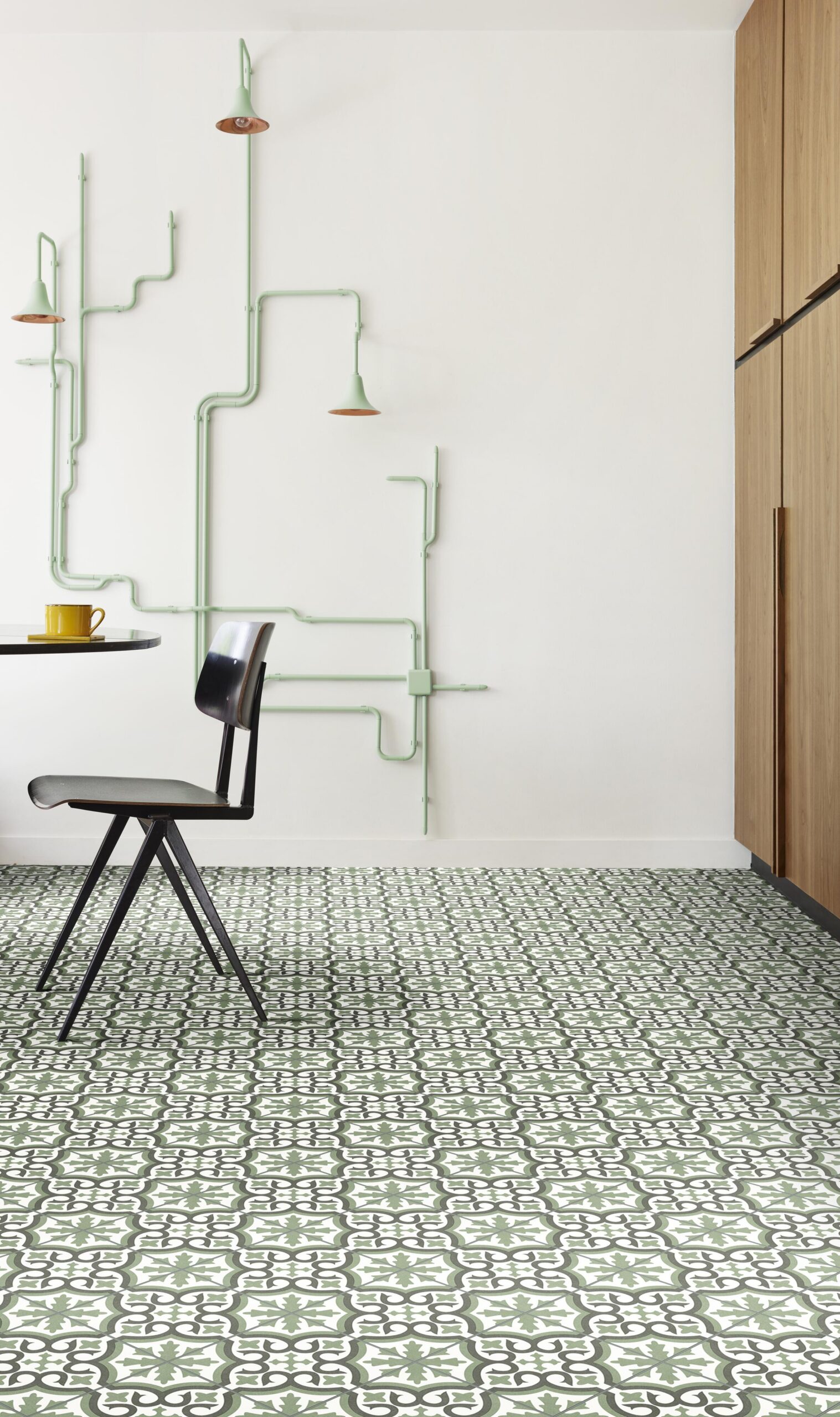 Ajax Sheet Vinyl Victorian Green Kitchen