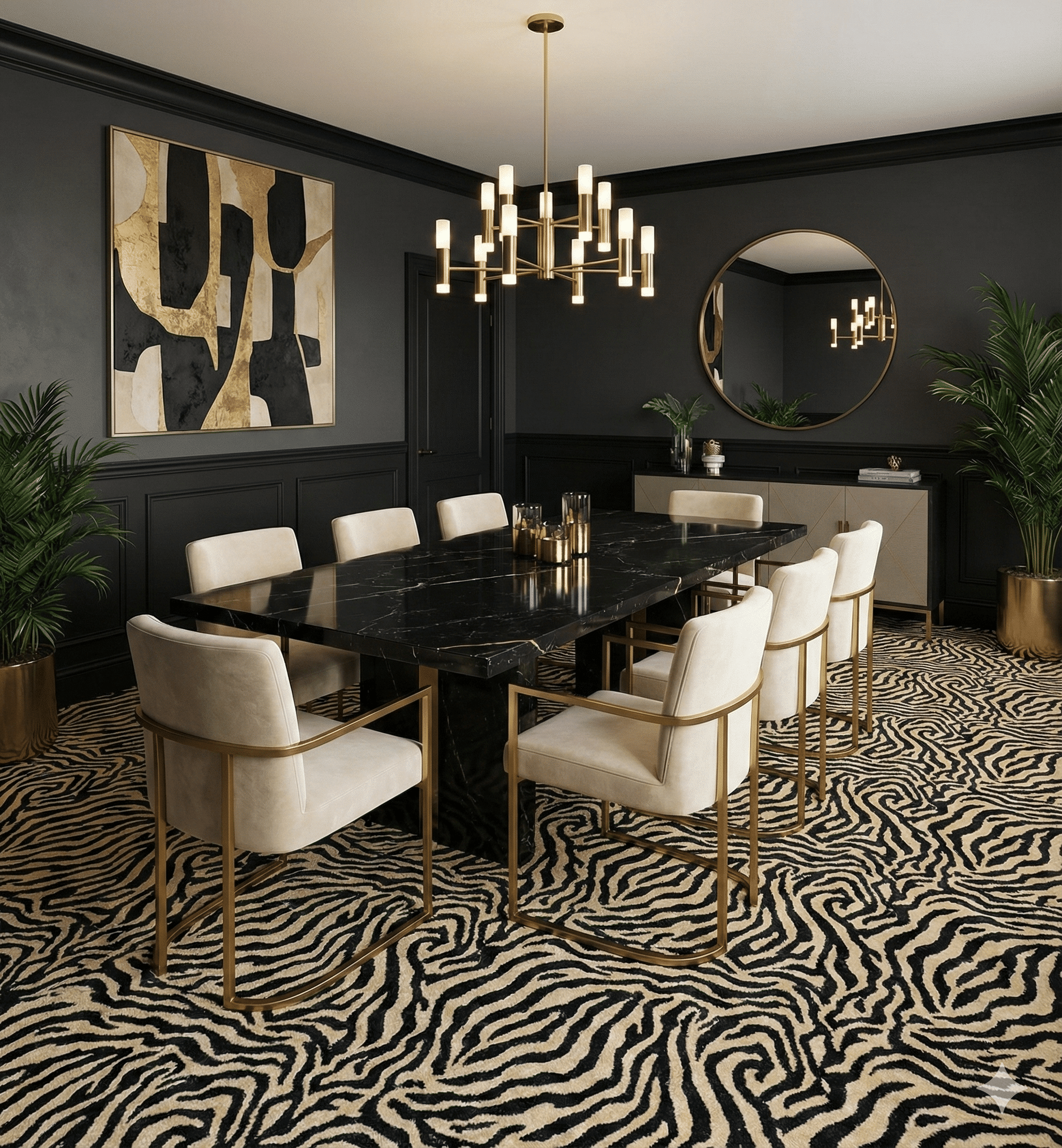 Animal Deluxe Carpet – Zebra Print Light in a dining room