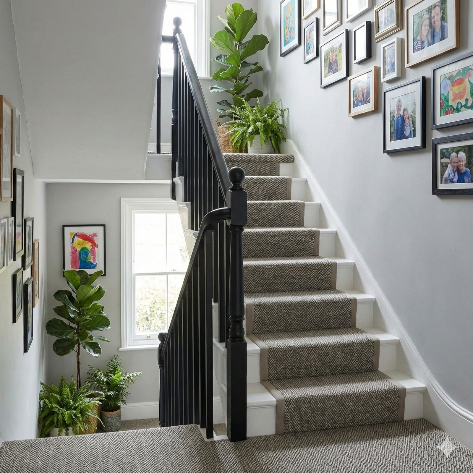 Designer Herringbone Beluga Whale in a stairs