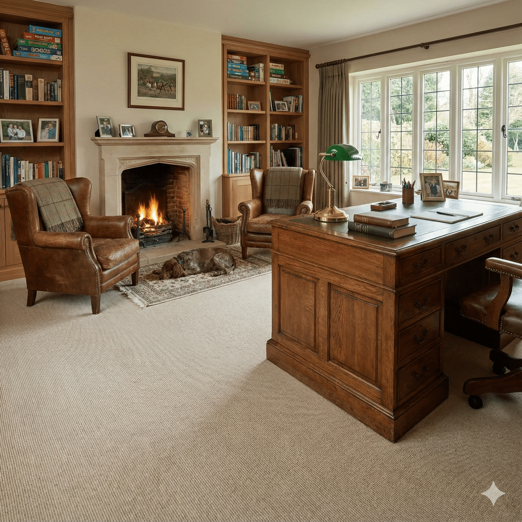 Farmhouse Wool Carpet Eggshell in a office