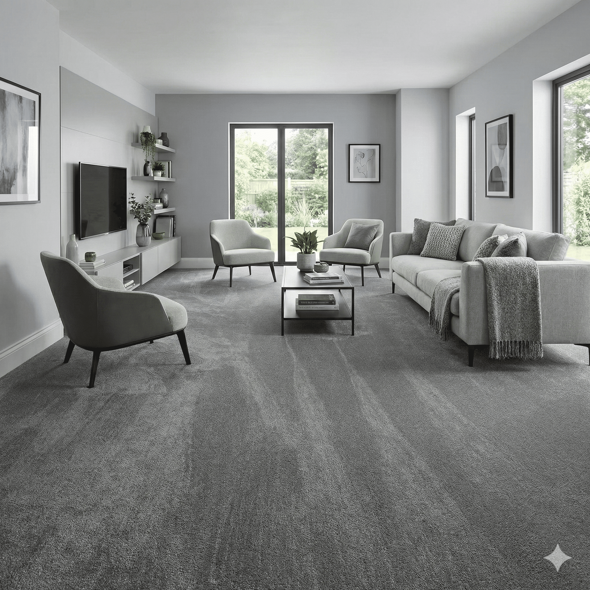 Glamorous Mist Carpet in a living room