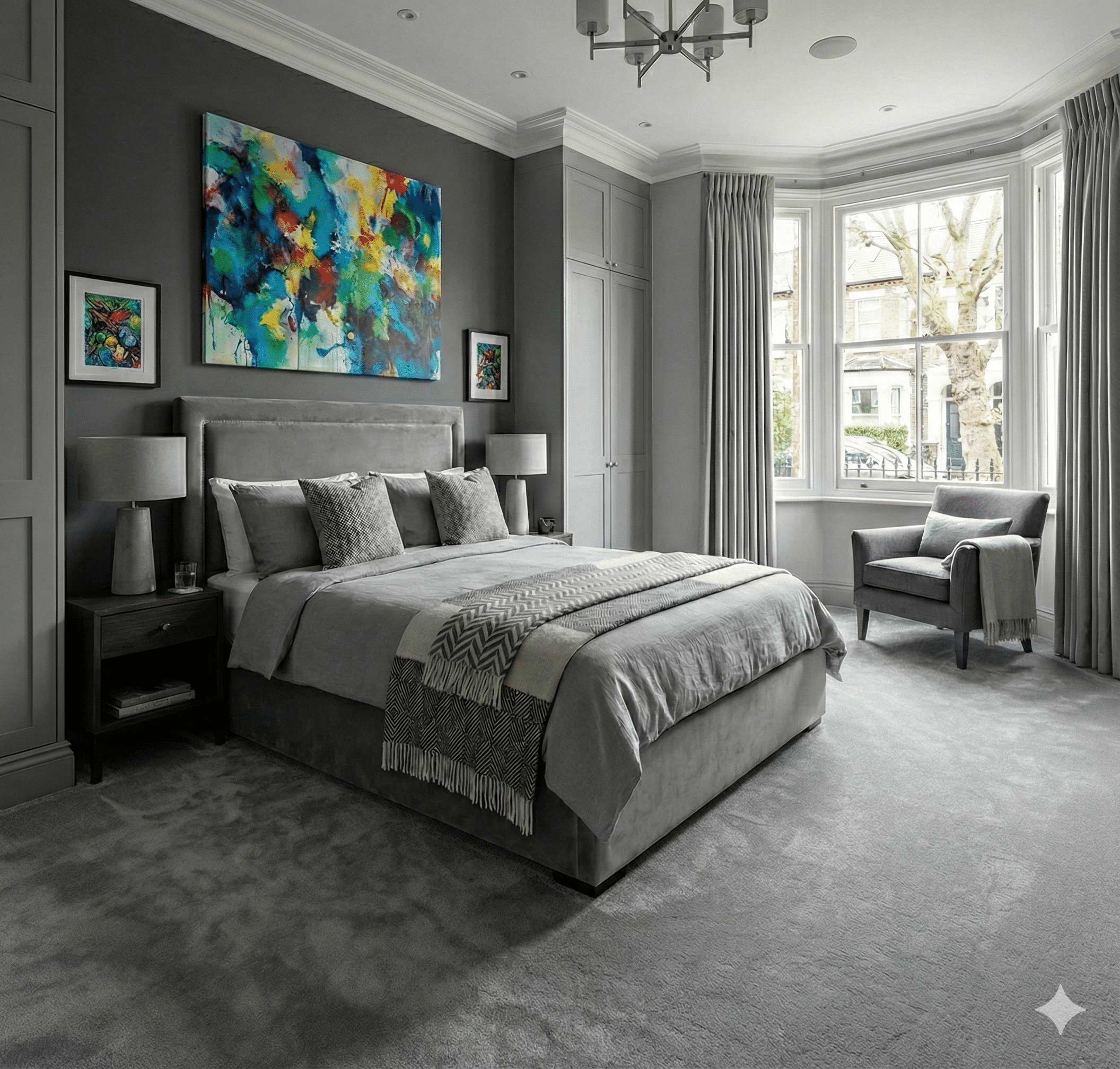 Haven Elephant Carpet in a bedroom