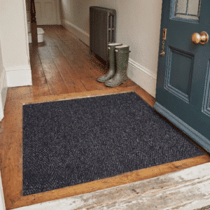 Herringbone Contract Matting Black Hallway