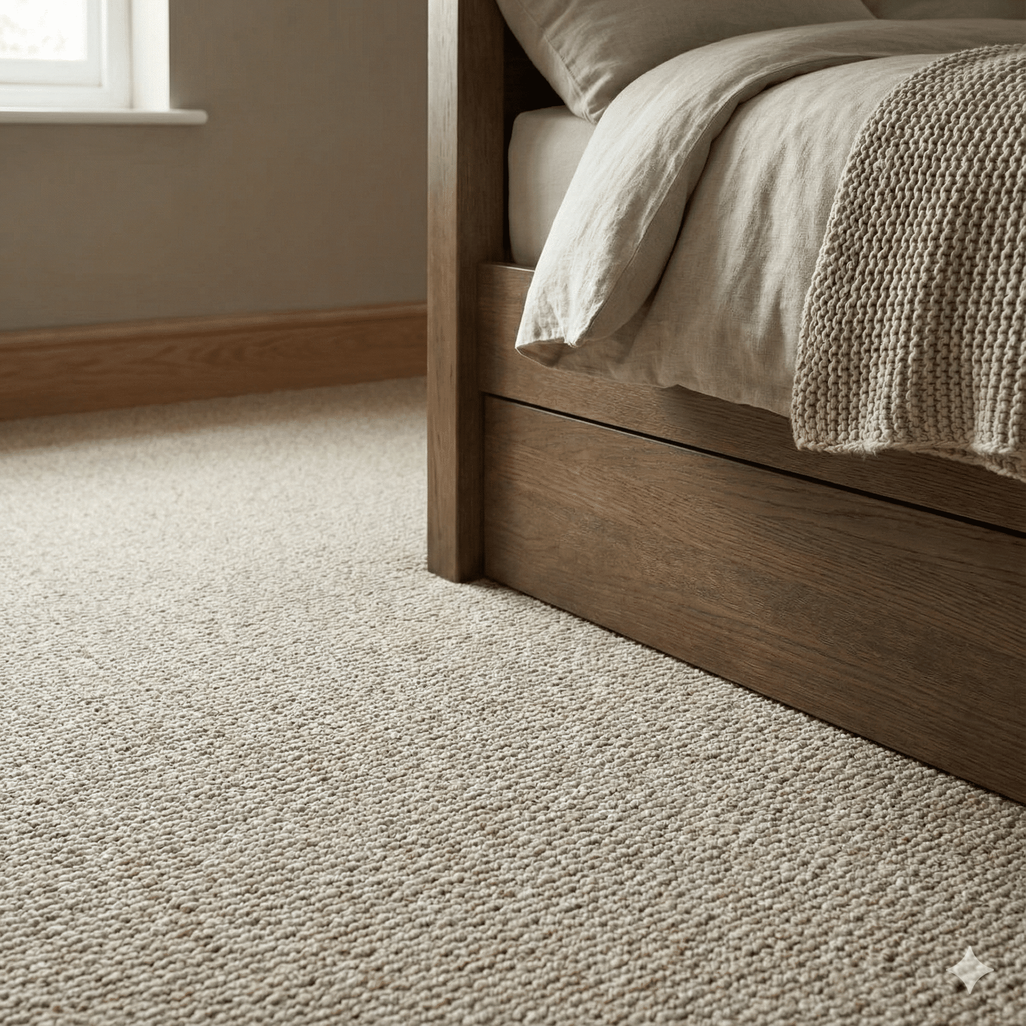 Homestead Wool Alpaca Carpet in a bedroom