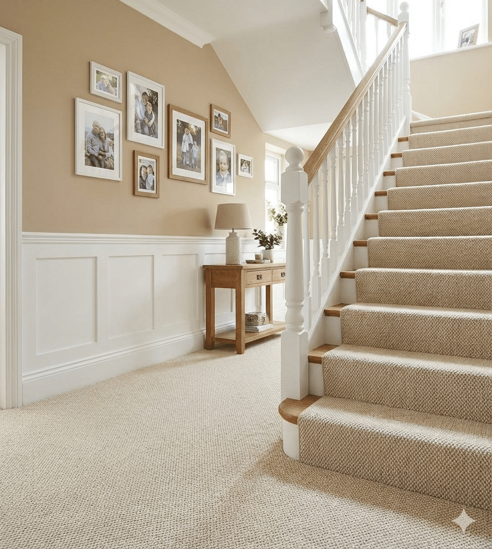 Homestead Wool Madagascar Carpet in a stairs