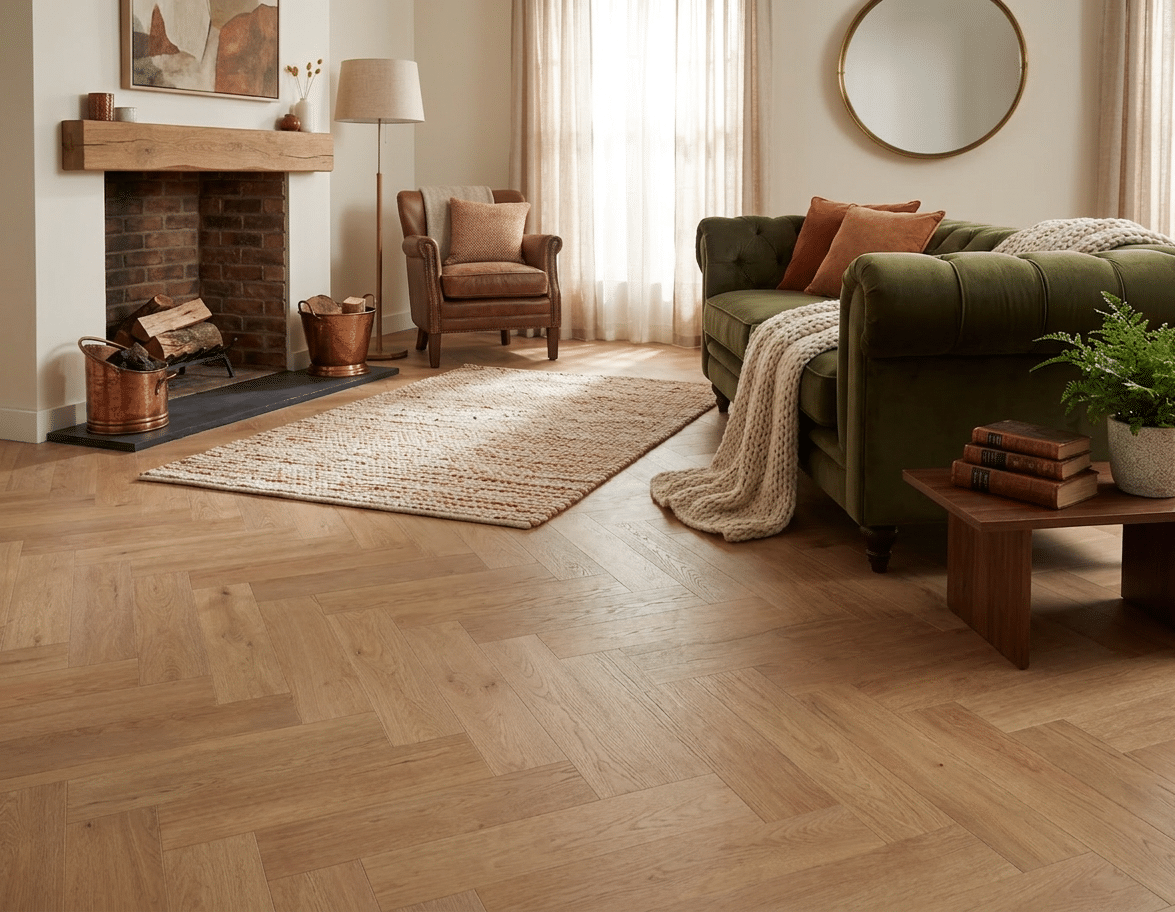 IC82 - 416 Arran Oak Herringbone 400 x 100