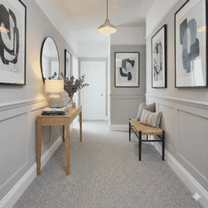 Lifestyle Boucle Carpet – Pebble in a hallway