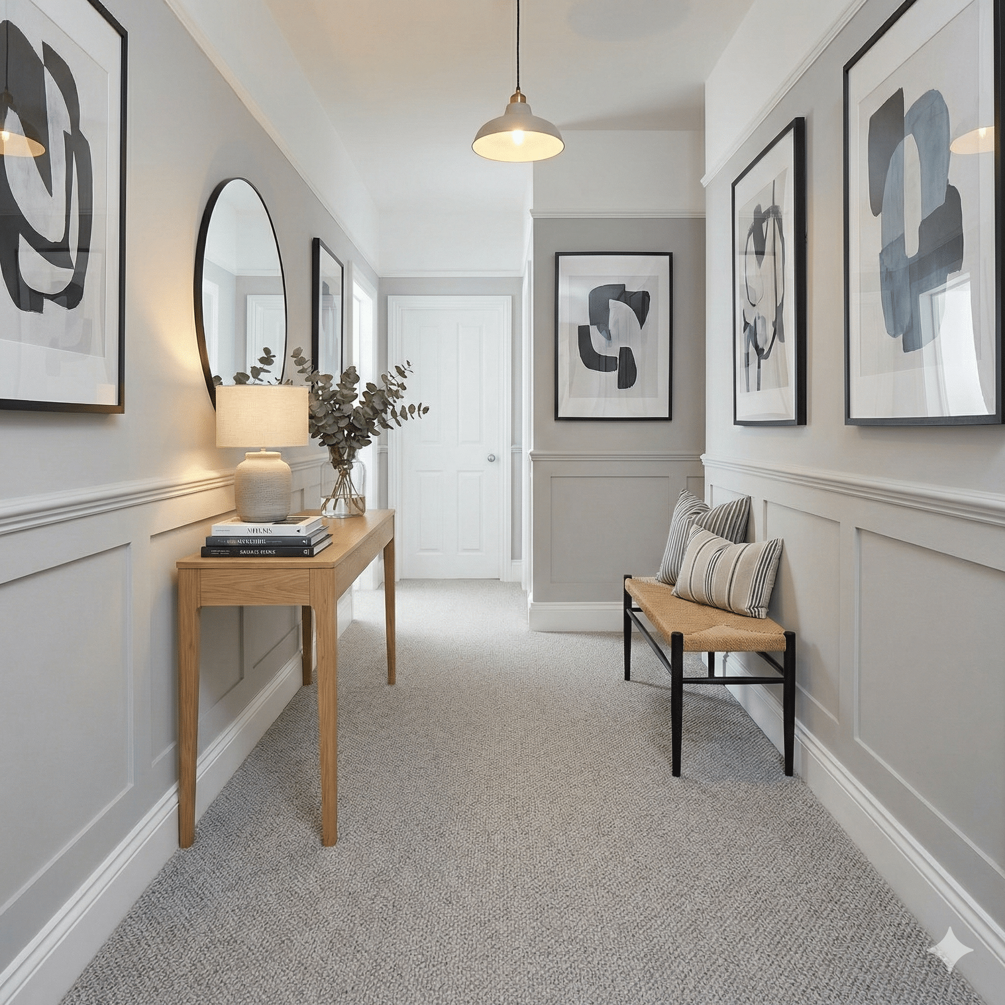 Lifestyle Boucle Carpet – Pebble in a hallway