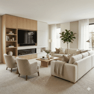 Lifestyle Boucle Carpet – Vanilla in a living room