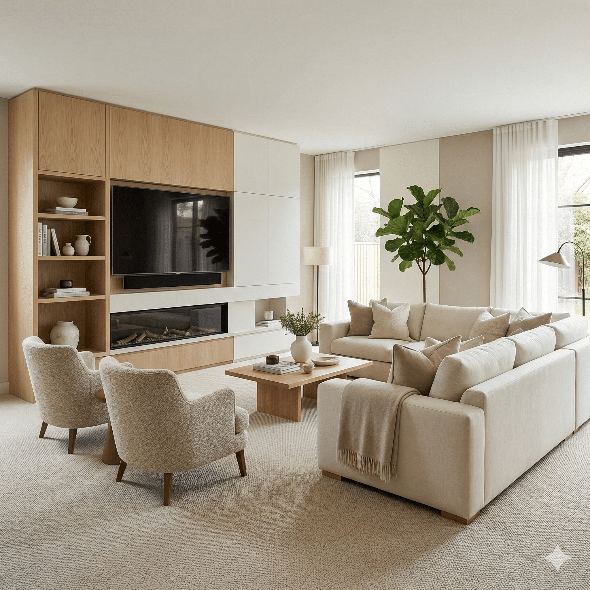 Lifestyle Boucle Carpet – Vanilla in a living room
