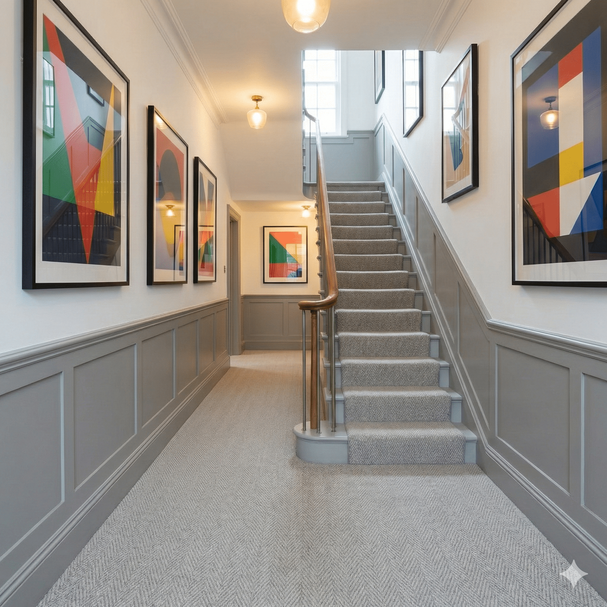 Lifestyle Herringbone Carpet – Crest in a stairs