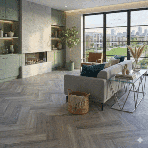Origins 2mm Grey Boathouse Oak Herringbone LVT 400 x 100