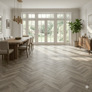 Origins 2mm Silver Grey Ash Herringbone LVT 400 x 100