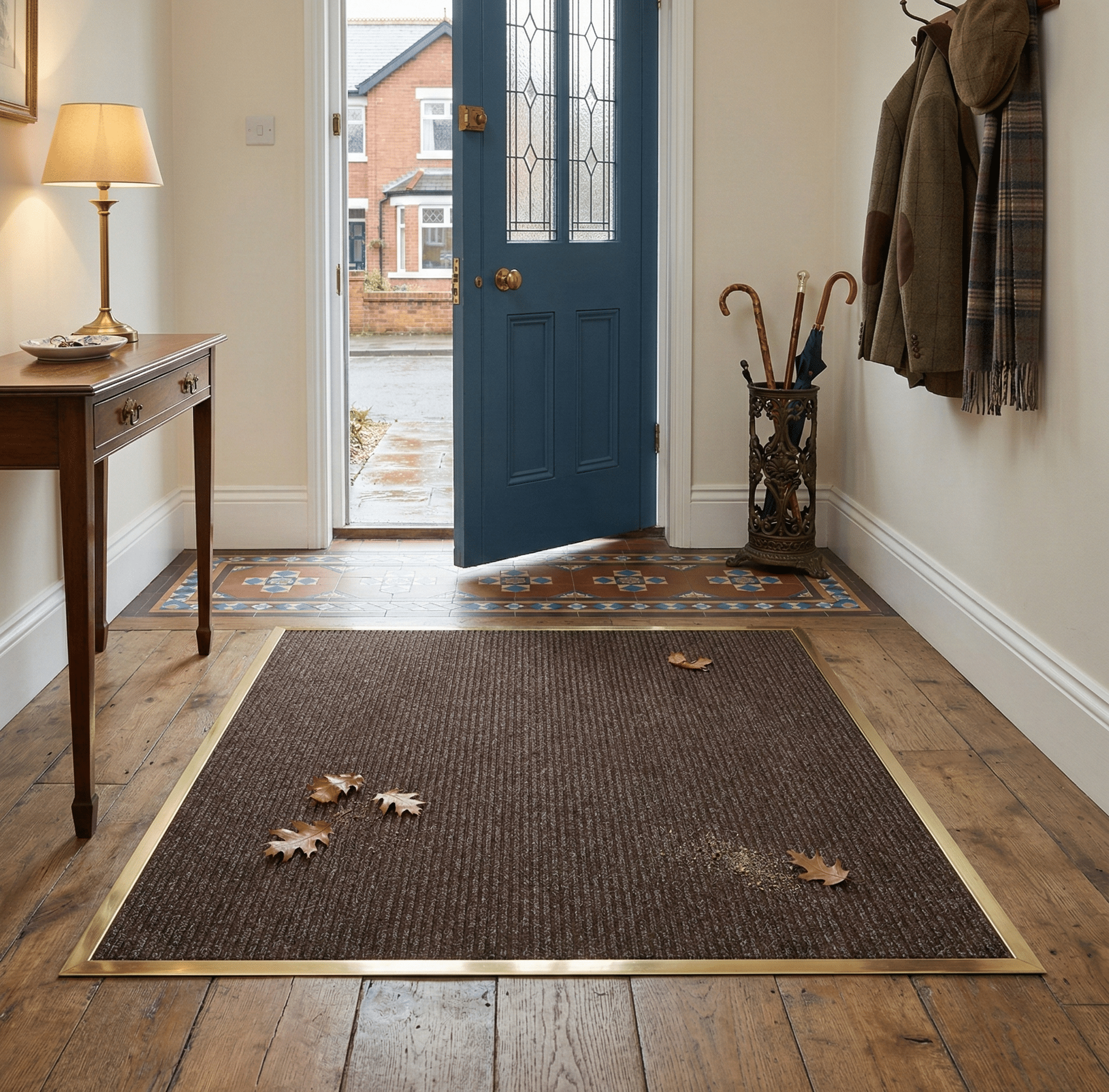 Ribbed Contract Matting Brown Doorway