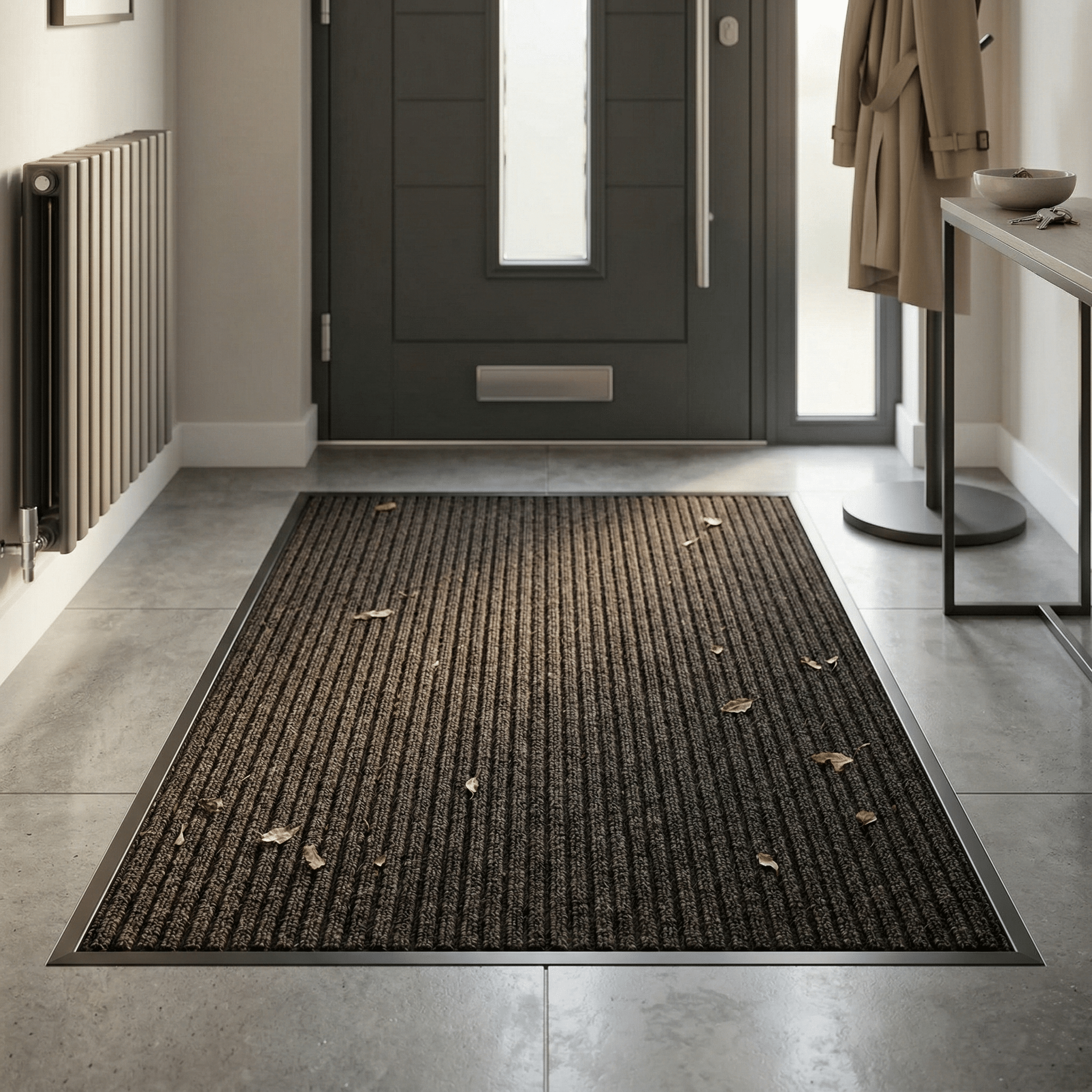 Ribbed Entrance Barrier Matting Brown Hallway