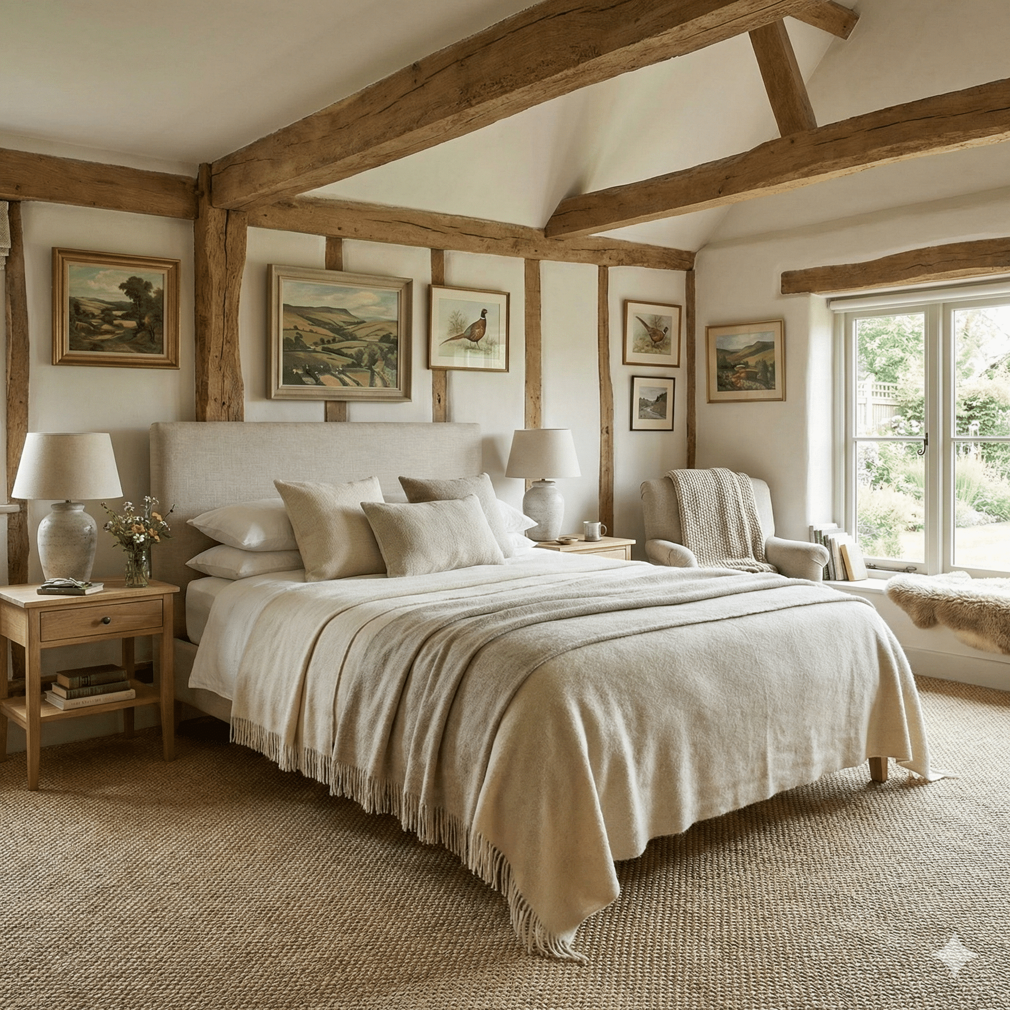 Sisal Basketweave Silk Carpet in a bedroom