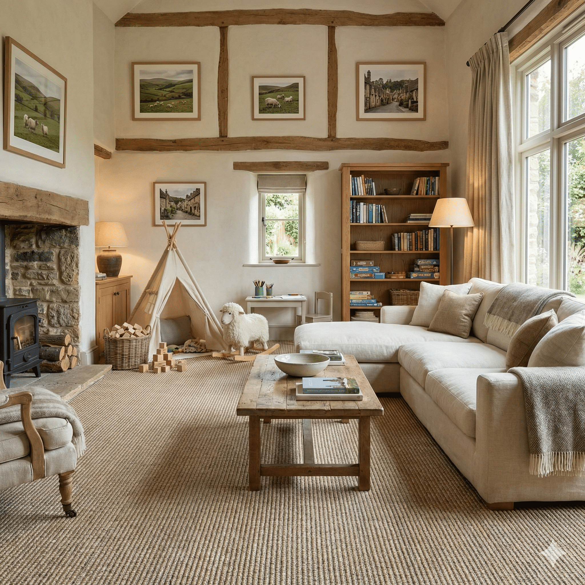 Sisal-Easy-Clean-Stone-Carpet-Living-Room