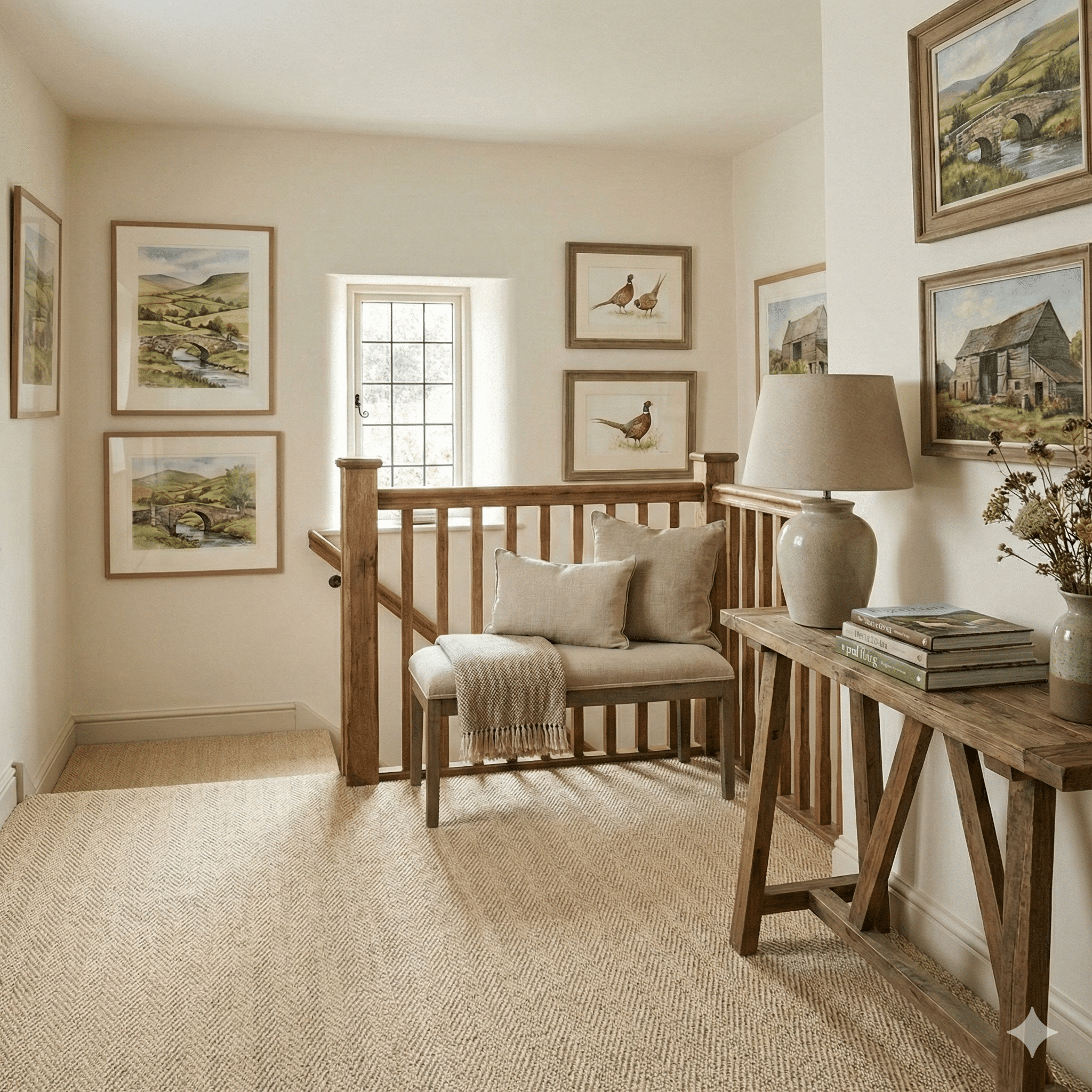 Sisal Herringbone Clay Carpet in a hallway