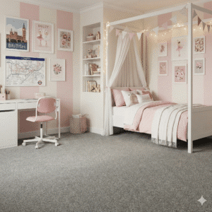 Ultimo Flint Carpet in a bedroom