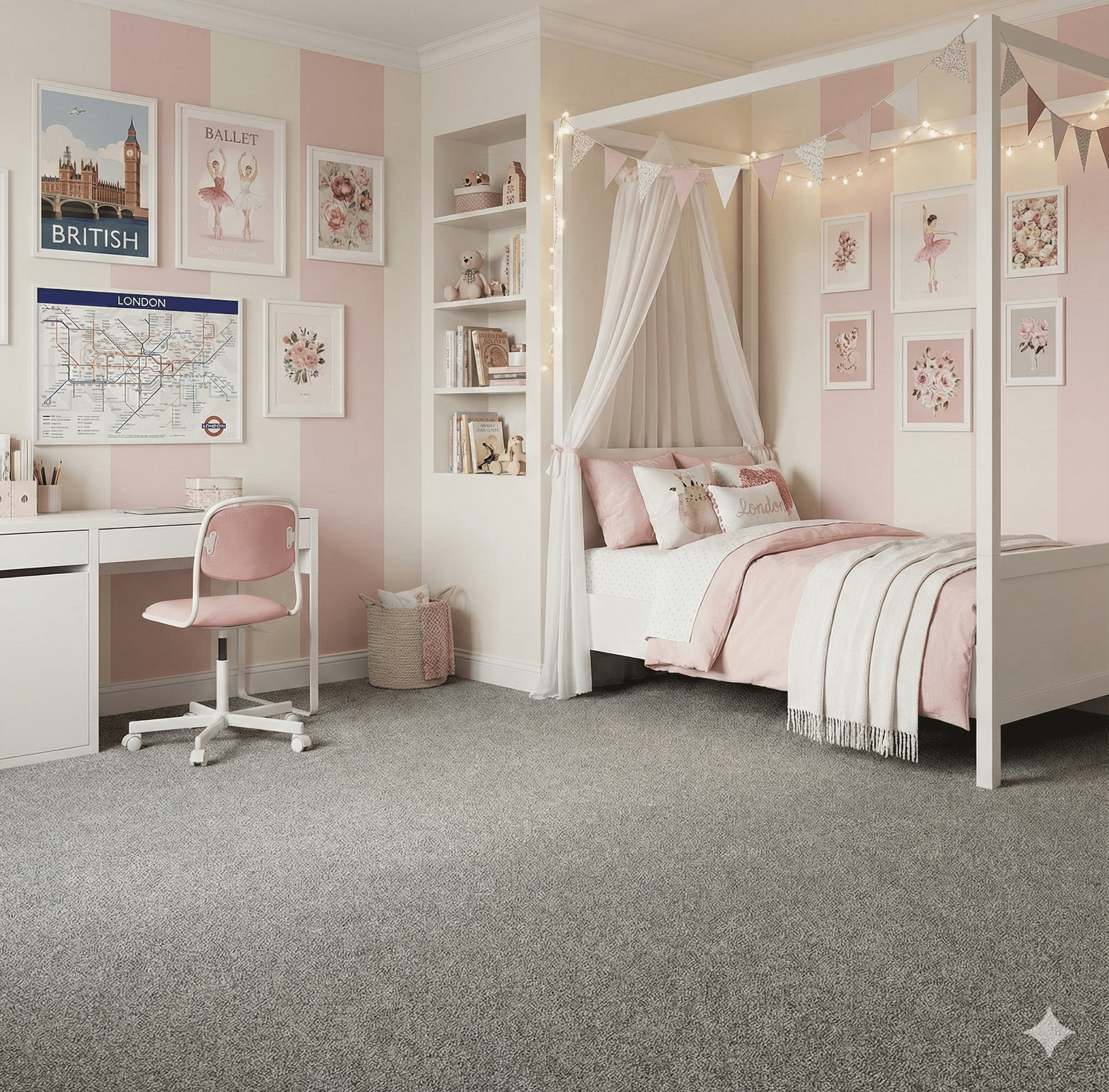 Ultimo Flint Carpet in a bedroom