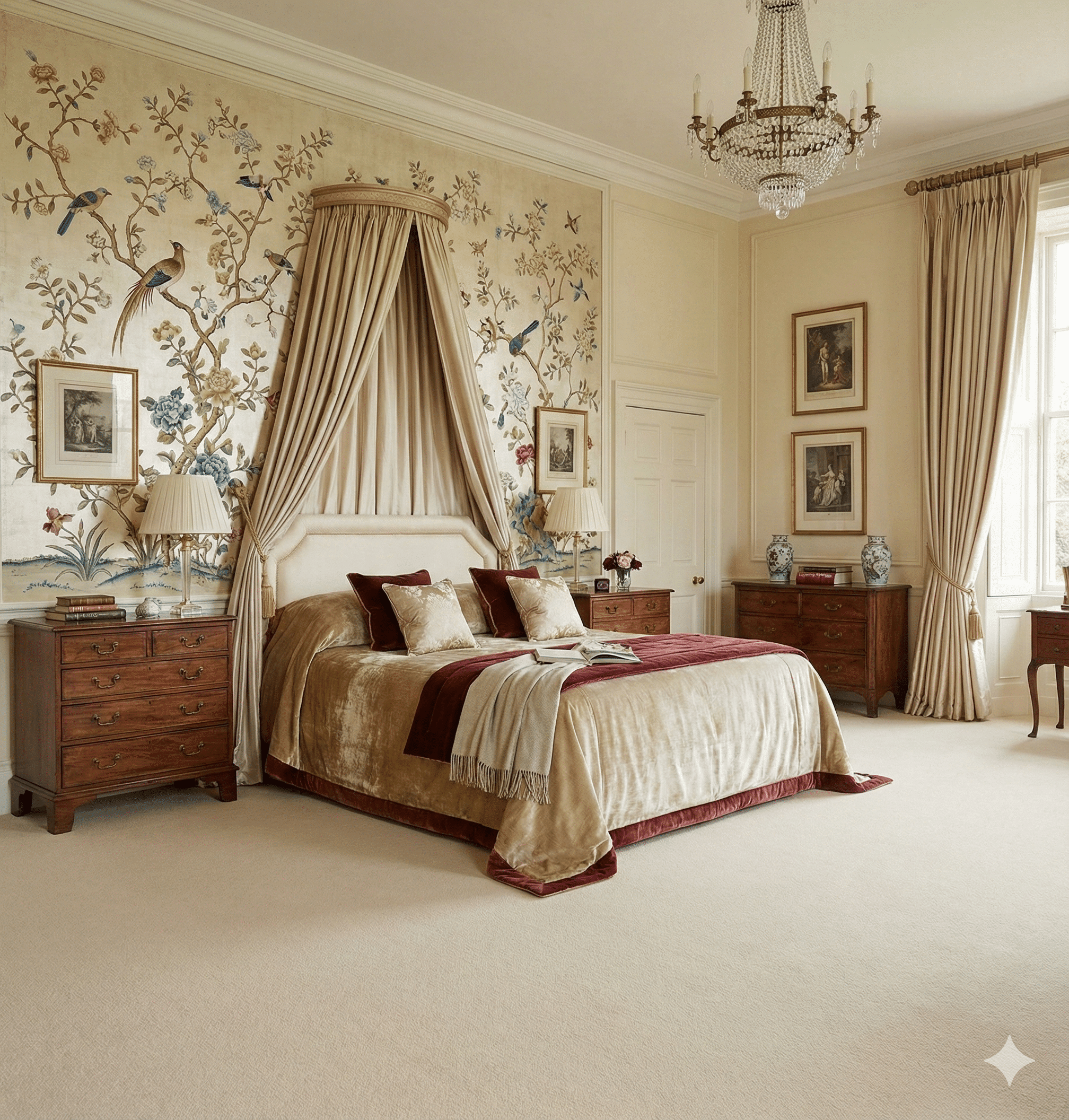 Ultimo Parchment Carpet in a bedroom