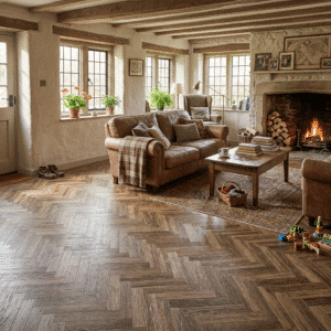 Woodland 2.5mm Coffee Limed Oak Herringbone LVT 400 x 100