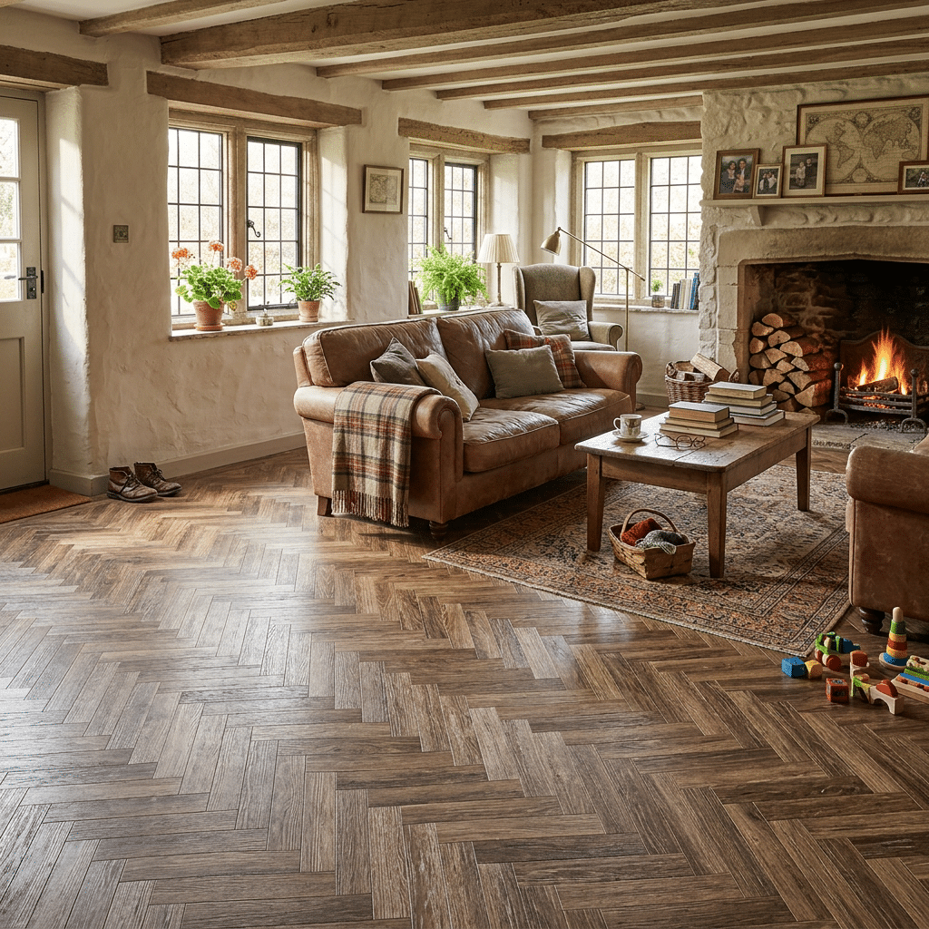 Woodland 2.5mm Coffee Limed Oak Herringbone LVT 400 x 100