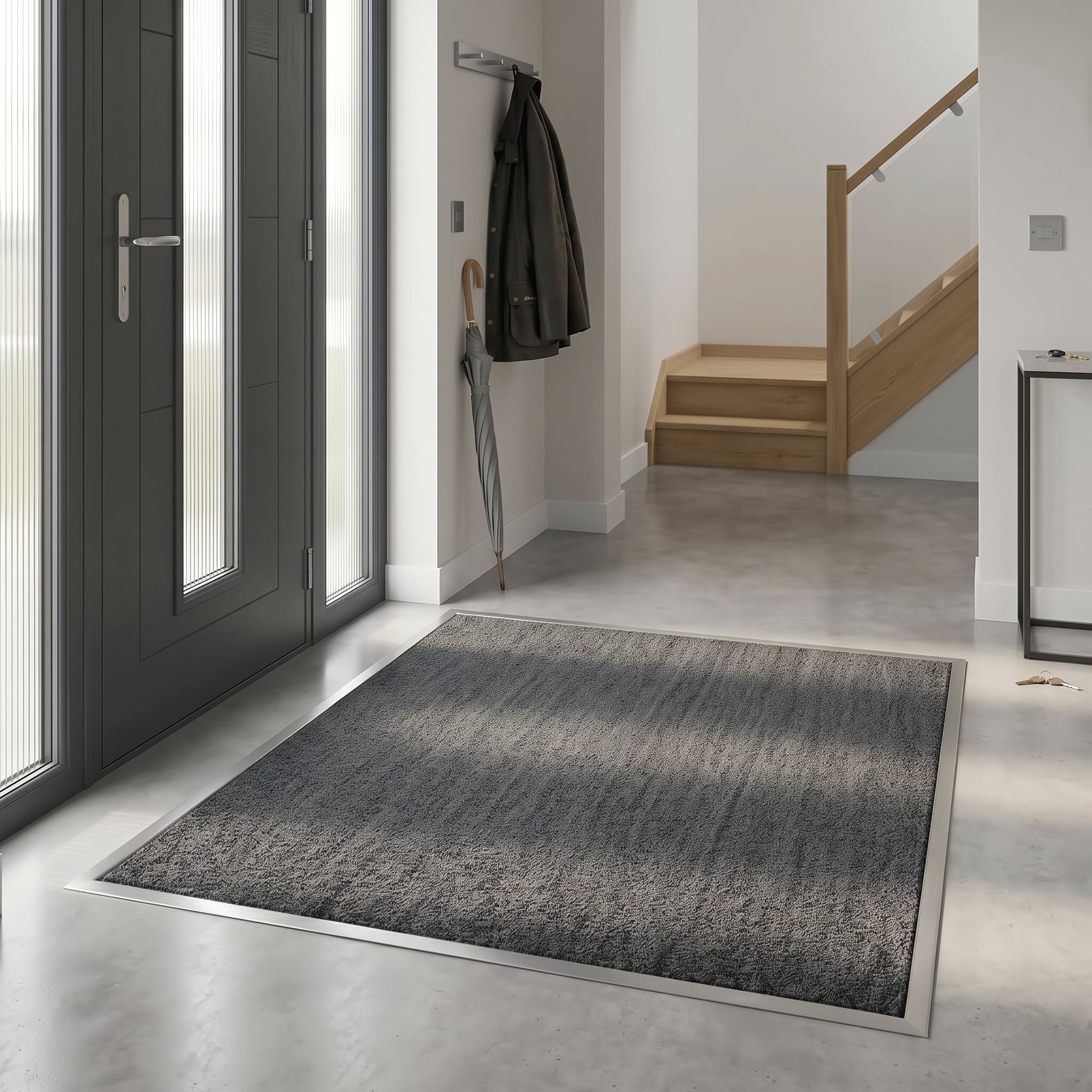 dark grey coir matting in hallway