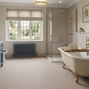 Ajax Sheet Vinyl Hexagon Tile Bathroom