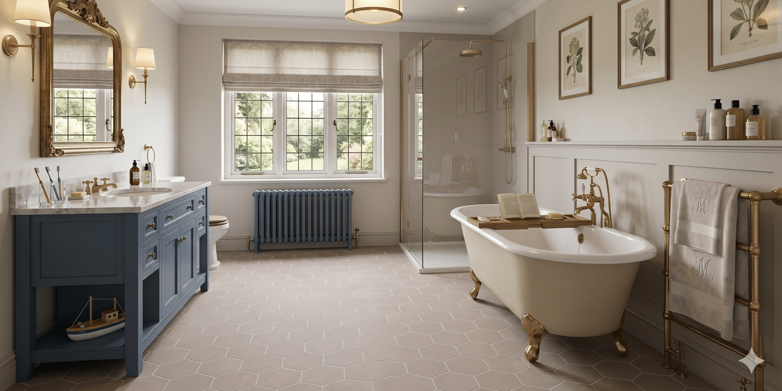 Ajax Sheet Vinyl Hexagon Tile Bathroom