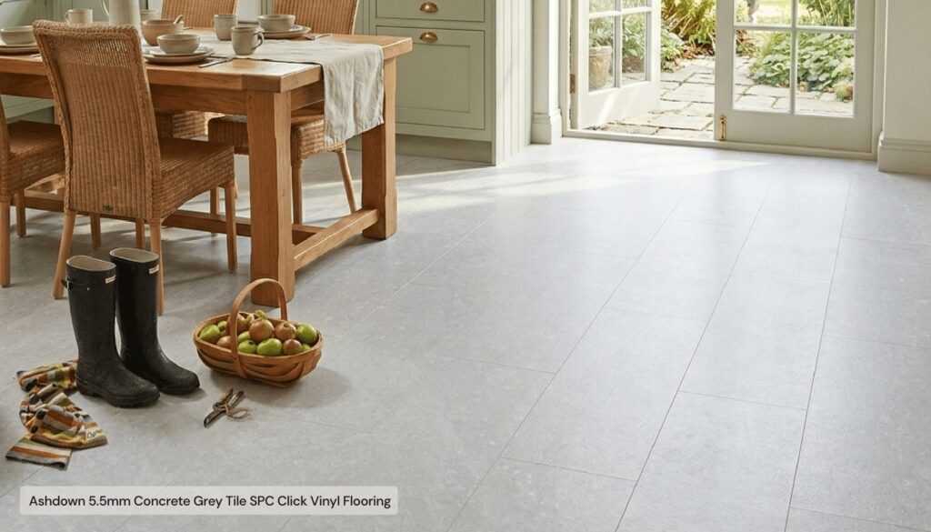 Ashdown 5.5mm Concrete Grey Tile SPC Click Vinyl Flooring