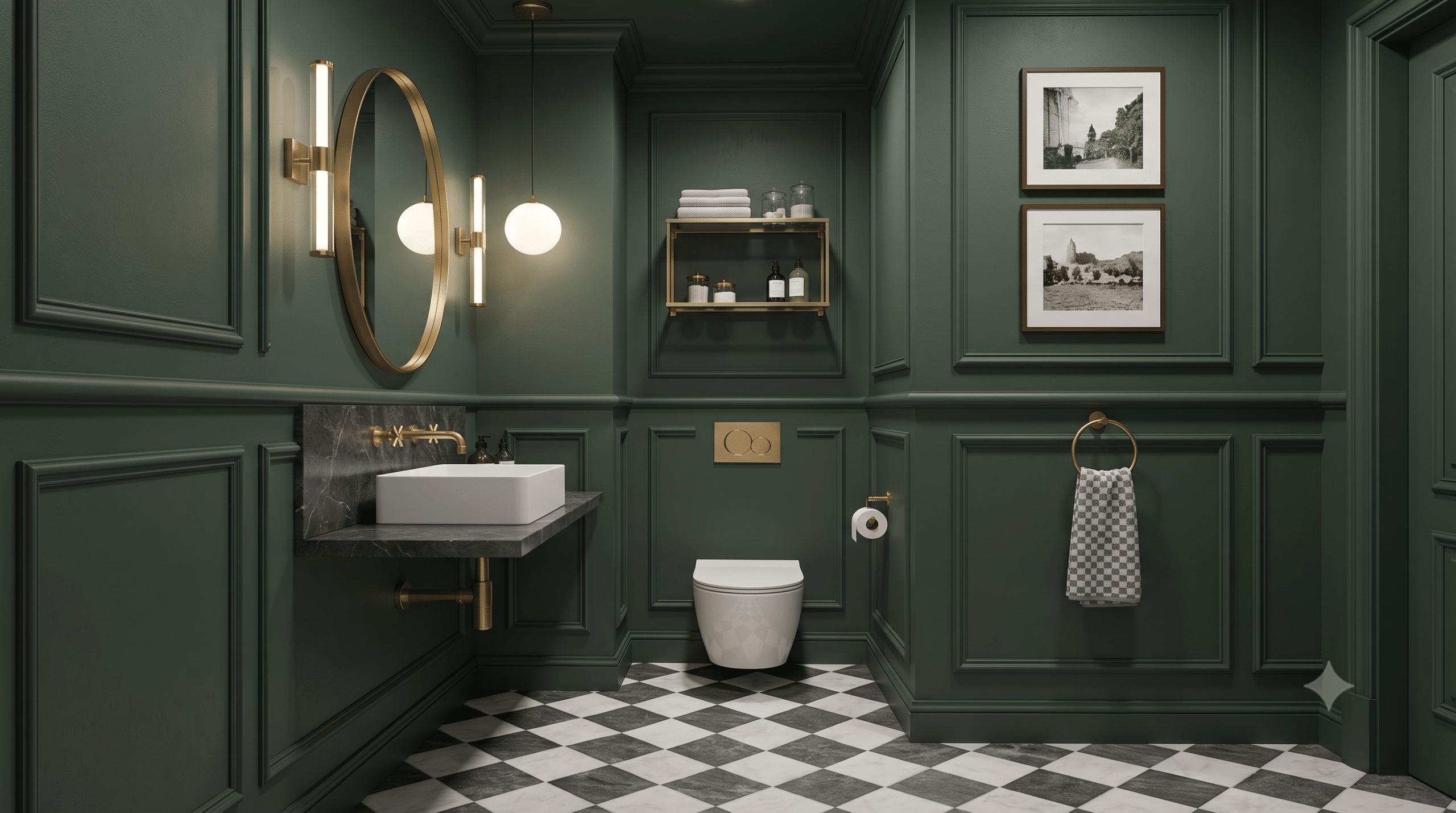 green colour drenched bathroom