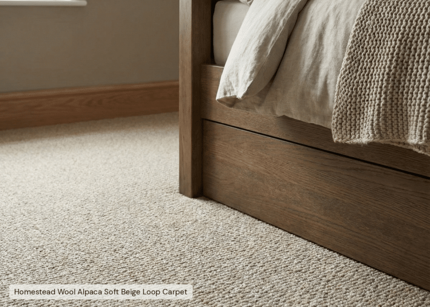 beige wool carpet in bedroom