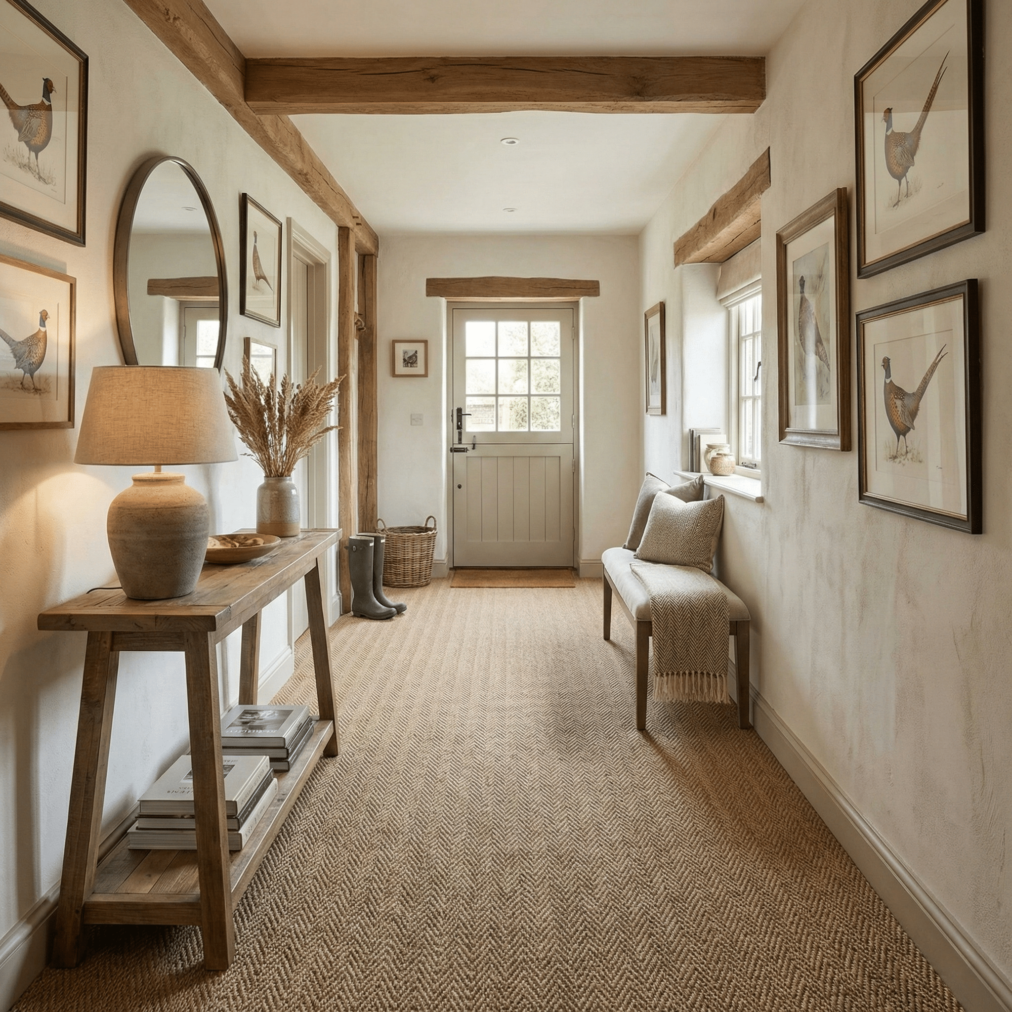 sisal carpet in a country style hallway